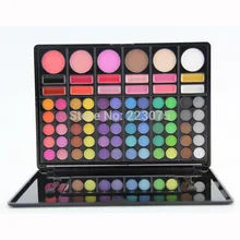 78 цветная Косметика набор палитр Набор теней для век+ румяна+ блеск для губ для женщин девочек