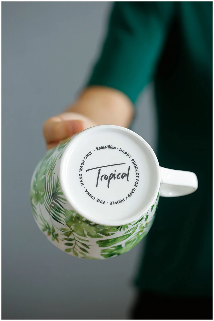 Домашняя посуда для кухни, керамическая кружка для кофе с рисунком Тропик, ботаника, фарфоровая чашка для чая в американском стиле