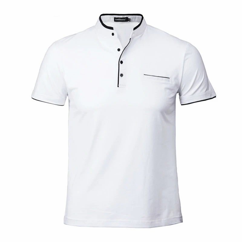 

2019 Spring Summer Newest Men Tees Mandarin Collar Short Sleeve Tee Shirt Men Tops Men Brand Clothing Slim Fit Cotton Golf-Shirt