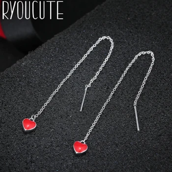 

Trendy Silver Color Heart Earrings for Women Wedding Ladies Long Earrings Statement Jewelry Female Party Gift Brincos