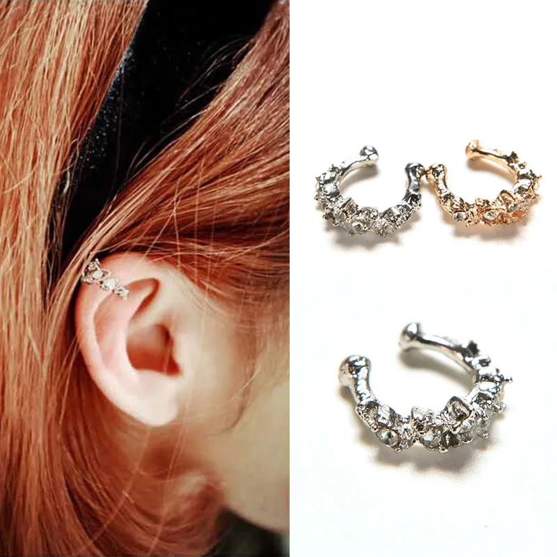 

Fashion SC Cute Without Pierced Ear Bone Folder Jewelry Ear Cuff Wrap Rhinestone Cartilage Clip On Earring