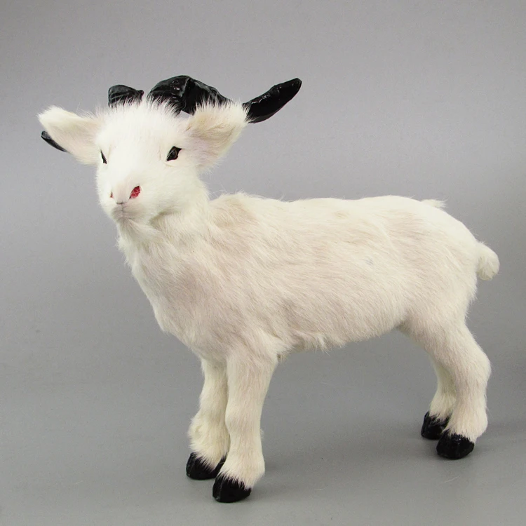 

simulation sheep model toy large 26x21cm white goat real fur sheep craft decoration toy gift a2105