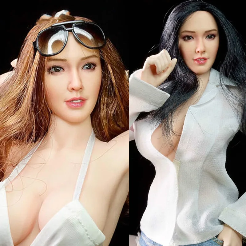 

SUPER SDH001 DUCK 1/6 Scale Female Head Sculpt Brown/Black Hair Similiar To Angelababy for PH Jiaodoll Action Figure