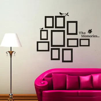 

10 PCs Picture Photo Frame Set Wall Black Sticker Vinyl Decal Decor Home Art DIY Wall Stickers Mural
