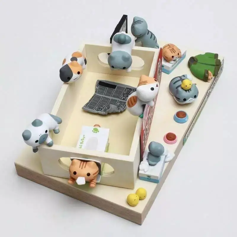 

8pcs/set Toy Neko Atsume Cat Nekono Kyuujitsu Cute PVC Action Figure Resin Collection Model Toy Doll Gifts Cosplay