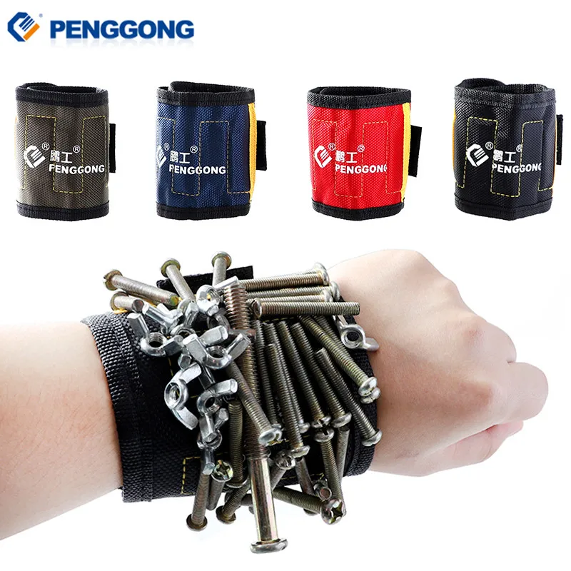 

1Pc Magnetic Wristband 290mm Electrician Wrist Tool Bag Belt Oxford Cloth With 5pcs Strong Magnets Tool Organizers