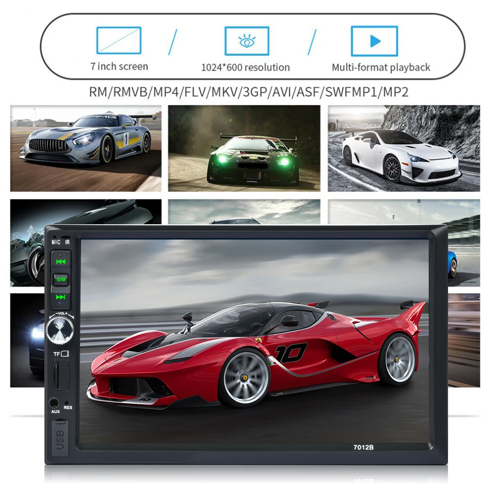 

7" HD Video Music Player with Reverse Camera Car Bluetooth Touch Screen Mirror Link Radio FM Stereo Music support Smart Phone