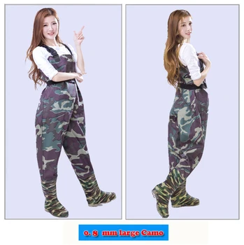 0.8mmThickening Fishing Chest Waders Camo Breathable Winter Pants Wading Boots Waterproof Wader for Fish Fly neoprene bota pesca