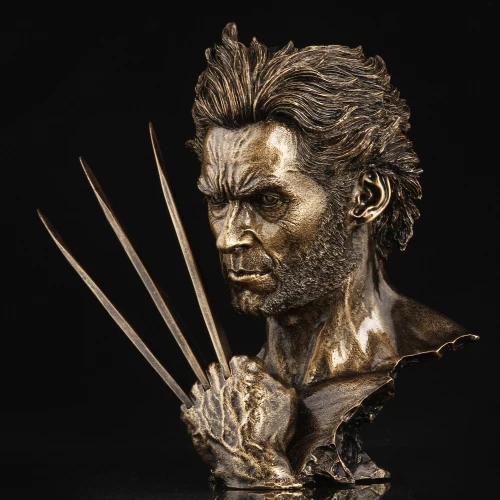 

Estartek 1/4 X-MEN Wolverine Hugh Jackman Copper Iron painting Bust Statue + Base for fans collection and holiday gift
