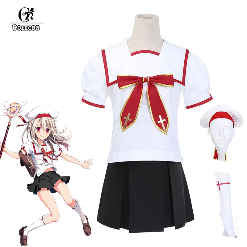 

ROLECOS Fate Grand Order Illyasviel Von Einzbern Cosplay Costume Fate Stay Night Cosplay JK Japanese Girl Uniform Women Costume