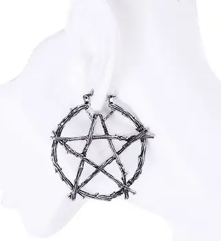 

Regalrock Hot Branch Pentagram Witchcraft Amulet Occult Wiccan Jewelry Stud Earrings