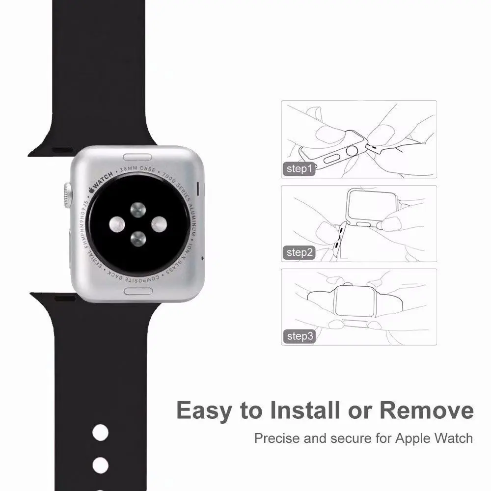 Ремешок для Apple Watch 4 серии 4 3 2 1 44 мм 40 мм 42 мм 38 мм Браслет спортивная мягкая силиконовая лента браслет для iWatch 4 3