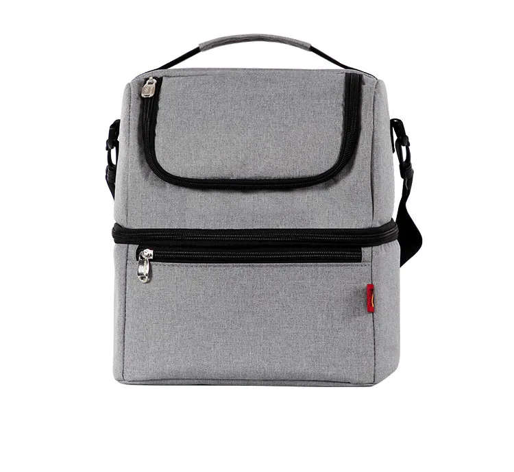 Кемпинг двойной отсек Изолированная мягкая сумка для пикника со льдом водостойкая герметичная мягкая сумка-холодильник термопакет для ланча - Цвет: Серый