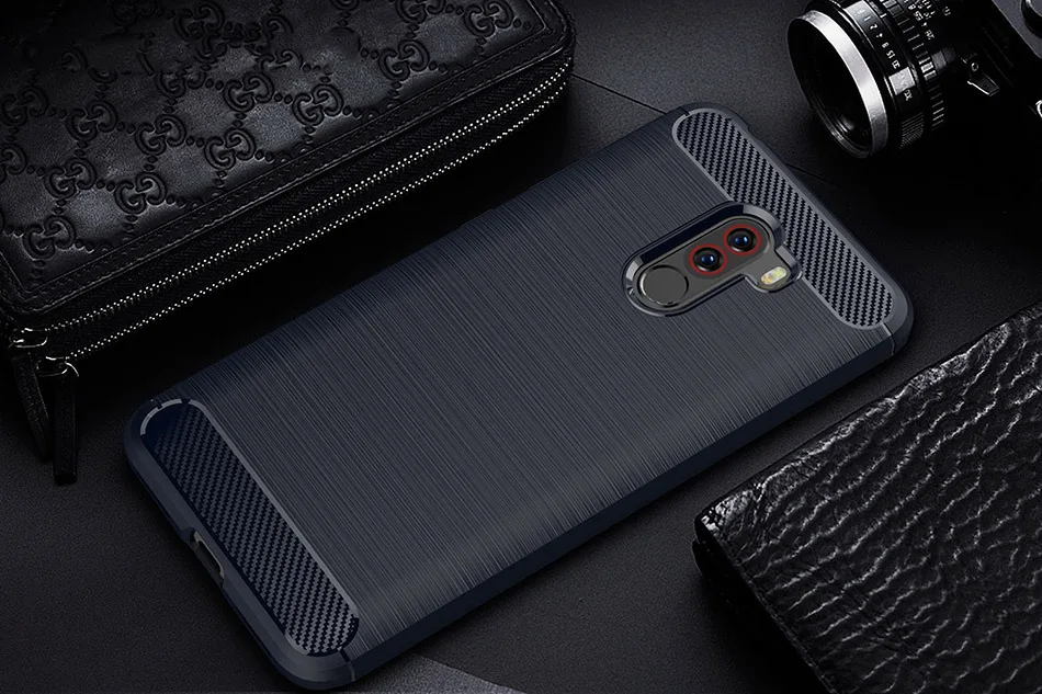 TOMKAS Phone Case Silicon Cover On For Xiaomi Pocophone Poco F1 PocoF1 PocophoneF1 Carbon Fiber Case Soft TPU Global Xiomi Funda (11)