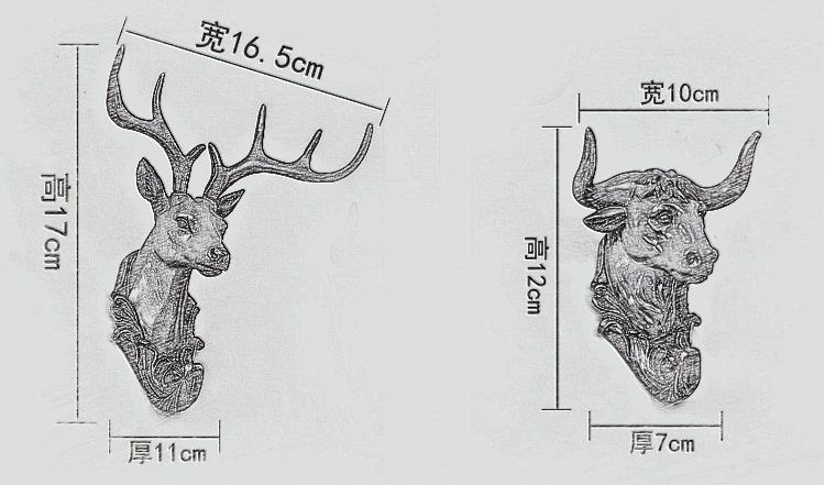 Креативные голова животного декорационные крючки гостиная настенный ключ пальто шляпа крючок моделирование кулон голова оленя декоративный элемент стереосистемы