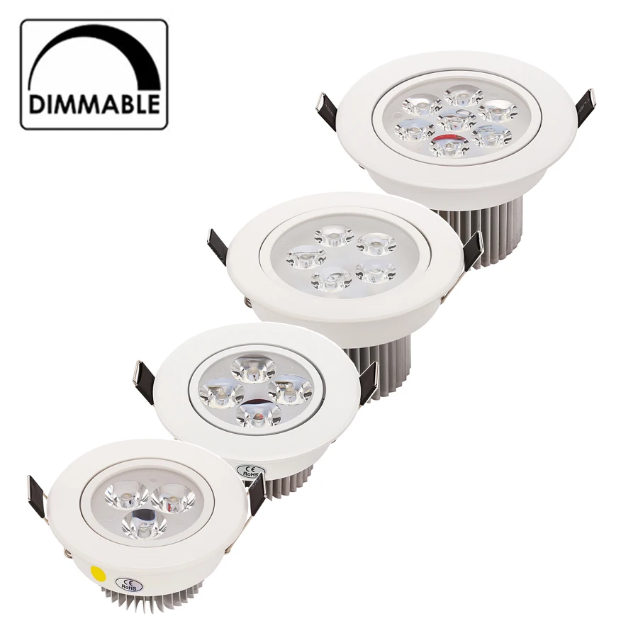 20pcs new Dimmable Recessed led downlight 3W 4W 5W 7W dimming LED Spot light led ceiling lamp AC 110V 220V