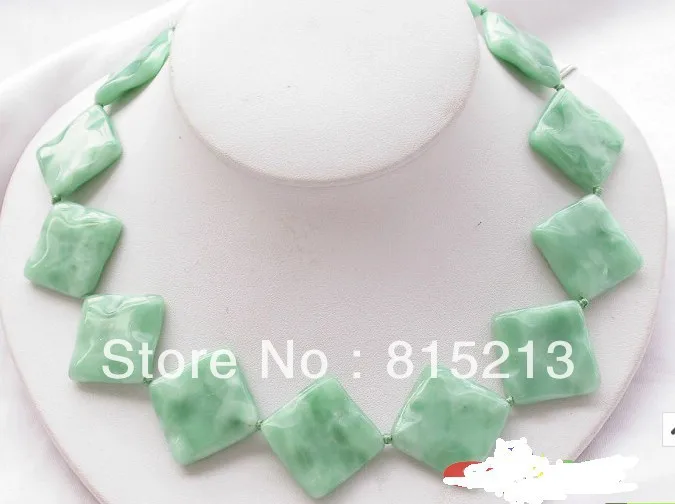 

N31 nature 17" 25mm green sheet agate jade necklace N Discount (A0325)