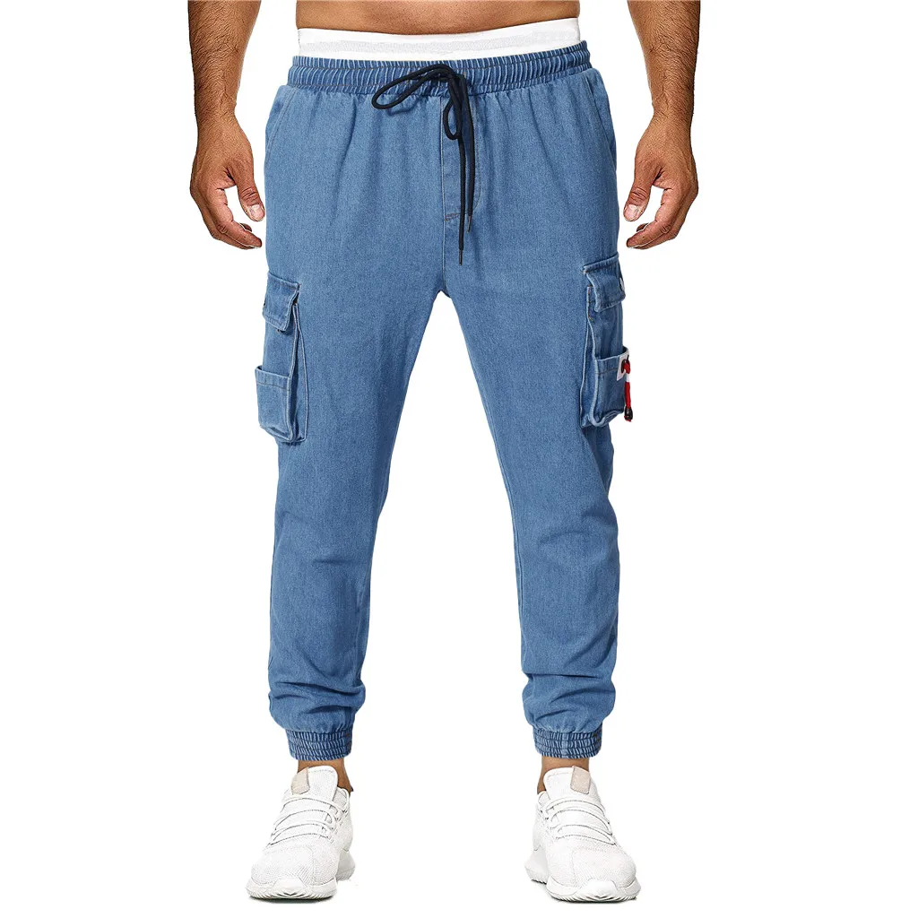 Solid Drawstring Cargo Jogger Pants
