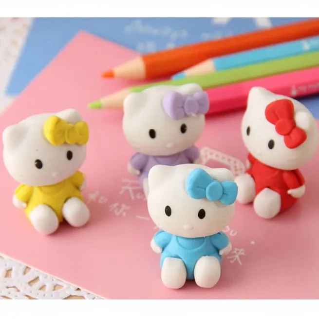 17*25mm Lovely Color MINI Cat Erasers Cute Pencil Erasers Kids Favors
