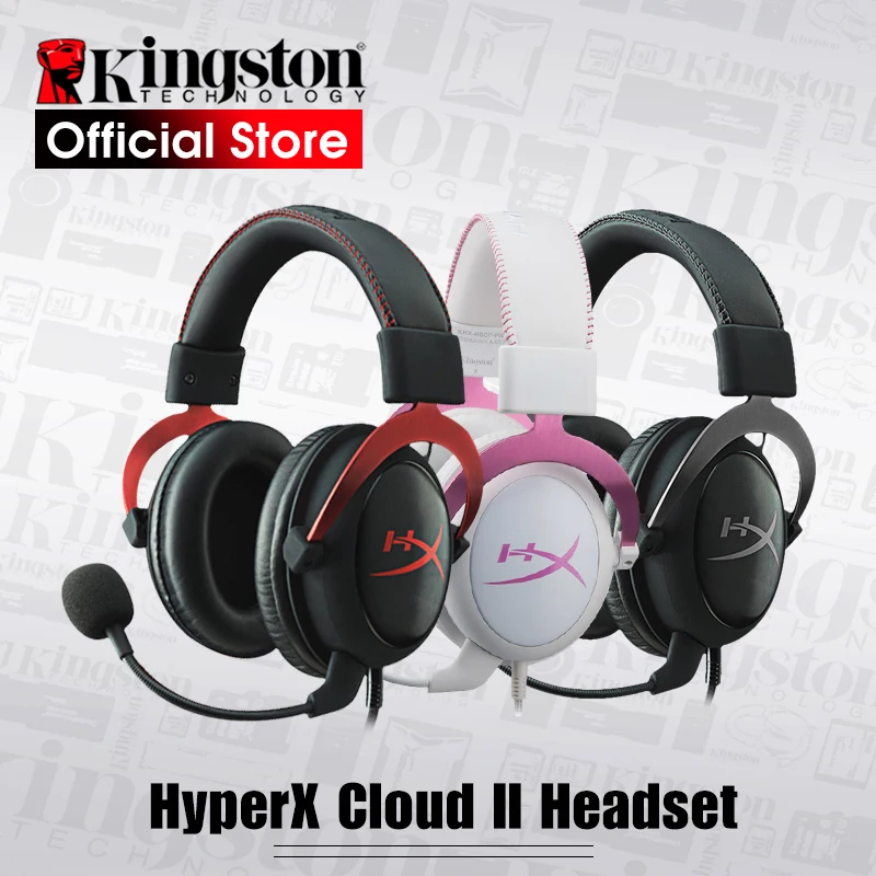  Kingston HyperX Cloud II  Hi-Fi Gaming Headset Gun Metal/ Pink/ Red Headphones