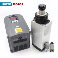 CNC Square 220V 4KW Air cooled Spindle motor ER25 18000rpm 4 bearing 300Hz wiht 3 Phase 220V 4KW VFD Inverter