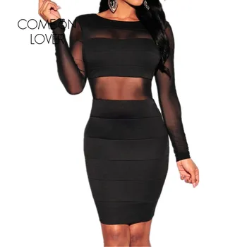

Comeonlover Long Sleeve Chiffon Dress Bodycon Sexy Work Dresses Brand New Mesh Vestidos Sexy Mujer Cheap Tight Dresses RI80001