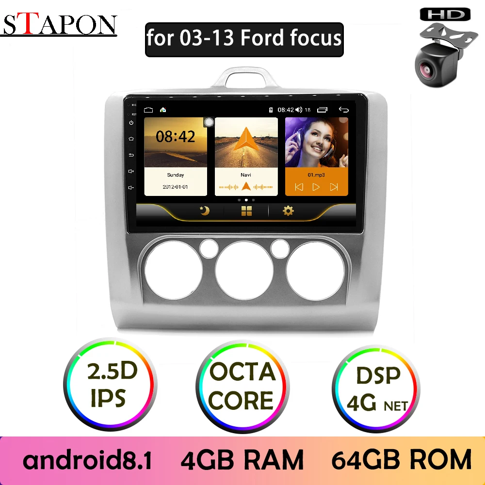 STAPON 9 дюймов для Ford focus 03 13 Android 8 1 4GRAM 64GBROM IPS DSP 4G Автомобильный мультимедийный dvd