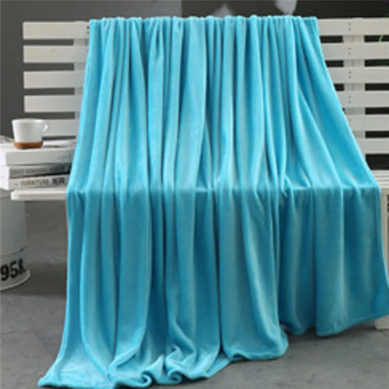 Новое осенне-зимнее одеяло 70*100 см, супер мягкое теплое однотонное микро плюшевое Флисовое одеяло, плед, диван, постельные принадлежности#3N13 - Цвет: Синий