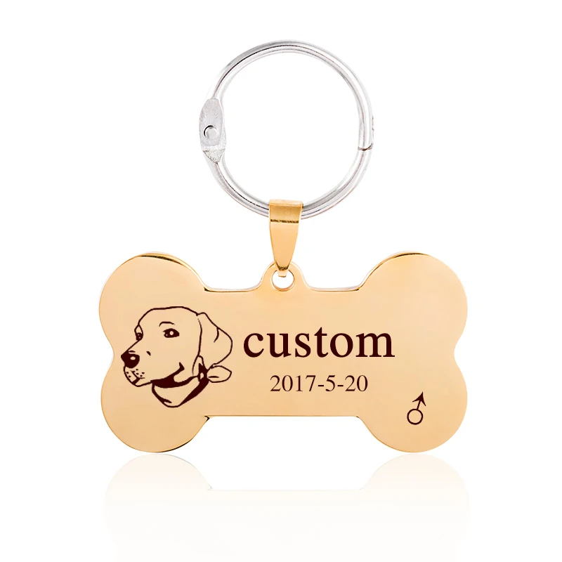 

High Quality Stainless Steel Engraved Dog ID Tags Necklace Customize Cat Black Bar Collar Free Engraved Name Phone Pet Pendant