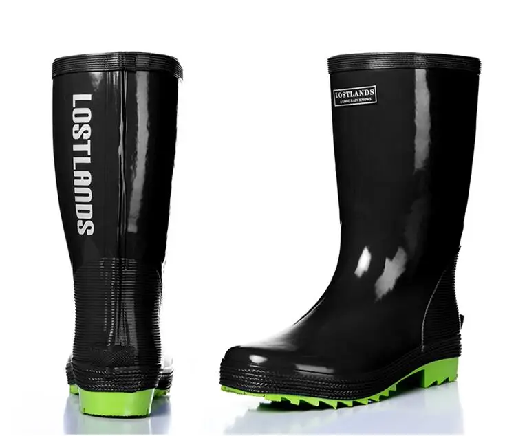 

Men's tall boots wellington rubber boots waterproof rain boots top quality for man mid calf