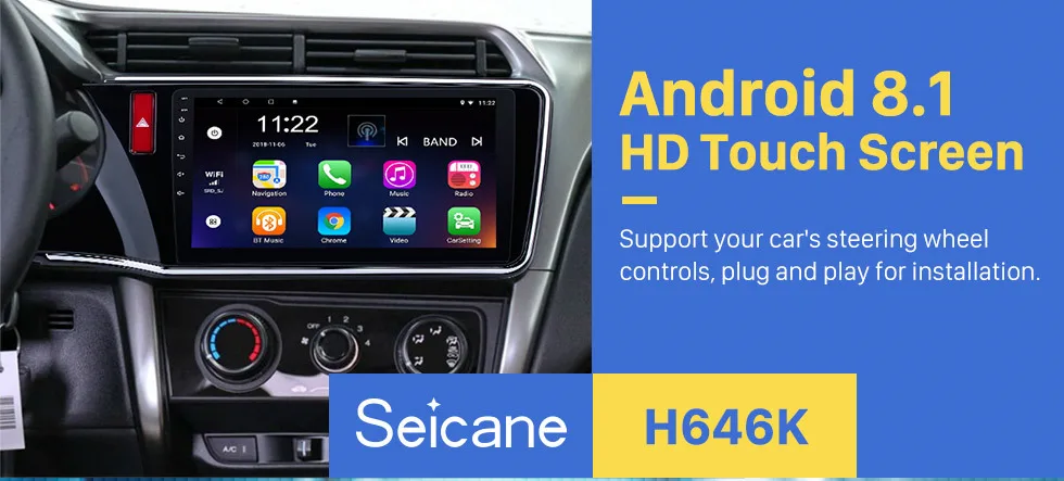 Sale Seicane Android 6.0/7.1/8.1 10.1" Car Radio GPS Navigation Multimedia Player Head Unit For 2014 2015 2016 2017 Honda CITY LHD 1