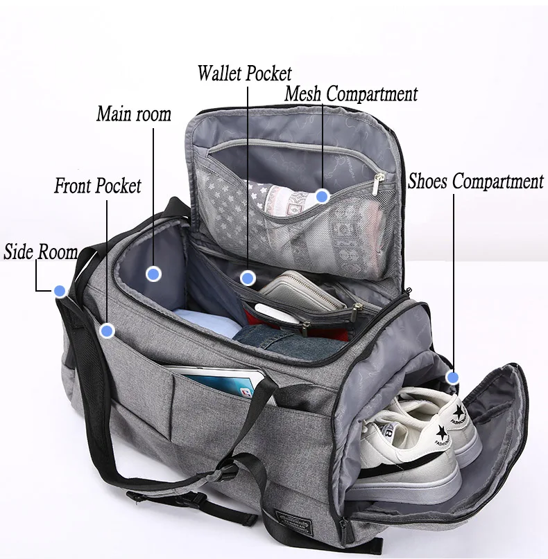 50 л многофункциональная многоярусная спортивная сумка для мужчин и женщин, сумка для переноски, сумки через плечо, рюкзак для путешествий