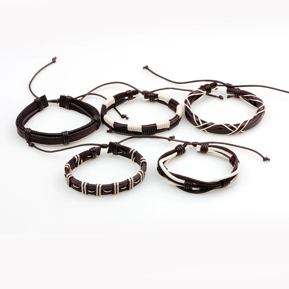 Fnixtar кожаный браслет для мужчин 2018 браслеты женщин Pulseira Masculina Многослойные на