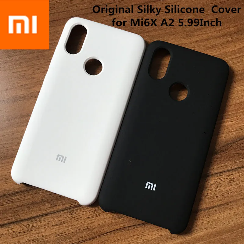 

Original Xiaomi Mi 6X/A2 Silky Soft-Touch Finish Case Back Liquid Silicone Full Protective Cover Anti-fall with logo 5.99Inch