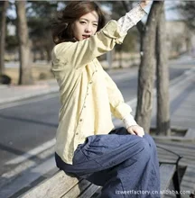 Spring 2015 product release, the original design 70% cotton 30% linen women loose big yards shirts(bust: 106cm )