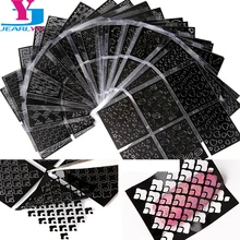 24 шт. украшения для дизайна ногтей шаблон стикер s Черный Hollw Лазерная Фольга для ногтей 3D Adesivi Unghie модель стикер DIY Инструменты для ногтей маникюр