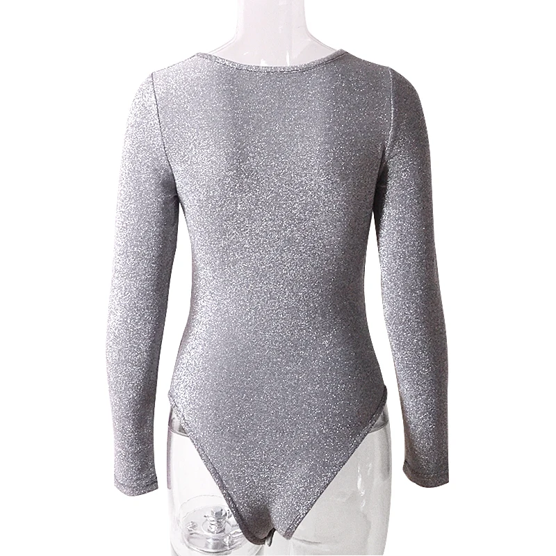 black lace bodysuit Autumn New Sexy Long Sleeve Playsuits Silver Bodysuits for Women Deep V-neck Elegant Ladies Plus Size XL Winter Bodycon Clothing corset bodysuit