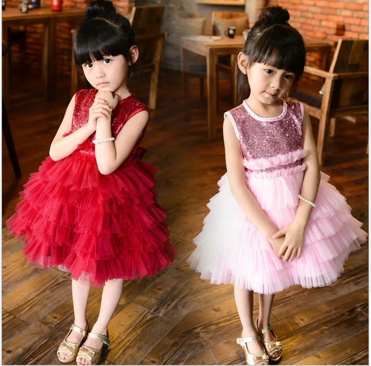Sequined Dress For Birthday Sleeveless Children Girl's Kids 5 Pcs/lot Fashion Baby One-piece | Детская одежда и обувь