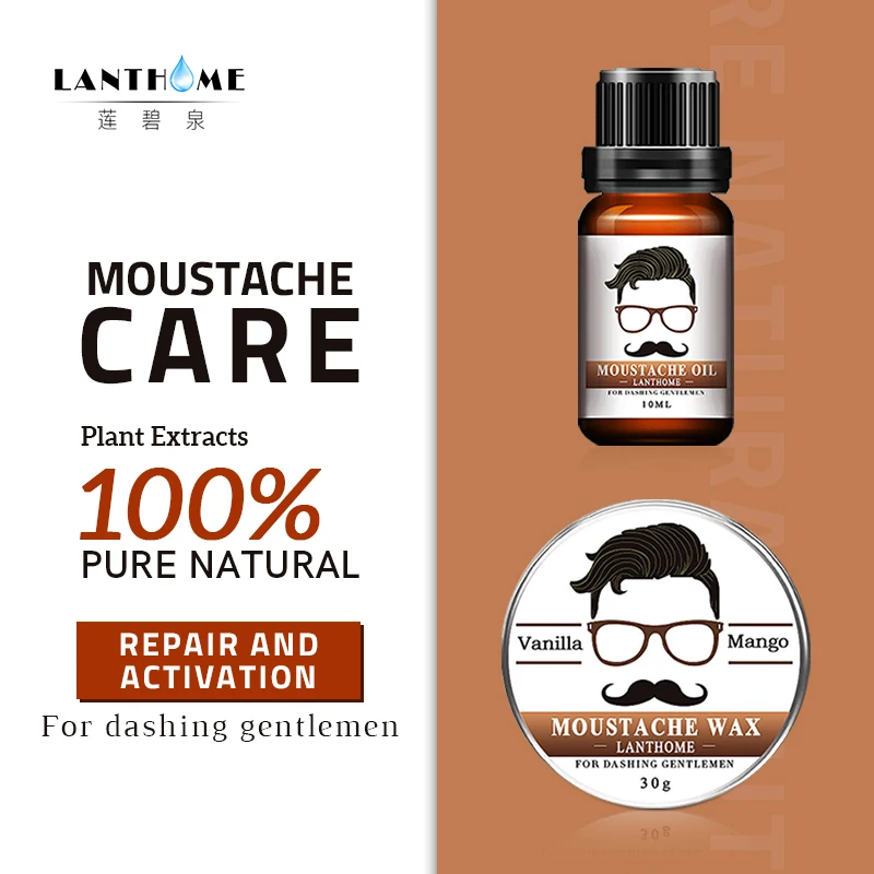 

Lanthome Natural Men Beard Balm Moustache Cream Beard Oil Conditioner Beard Balm Health Moisturizing Grooming Wax Grow 10ml/30g