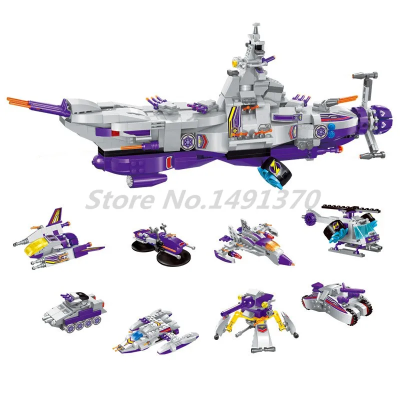 

Stacking Blocks Military Warship 8 in 1 Bricks Enlighten 1402 Model Educational Toys For Children Kids Sets