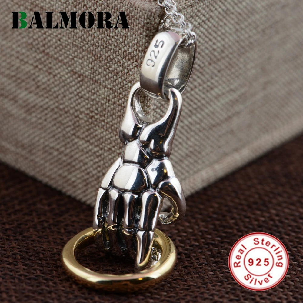 

BALMORA Authentic 925 Sterling Silver Vintage Hand Pendants for Necklaces Men Accessories Gifts S925 Silver Jewelry SY13009