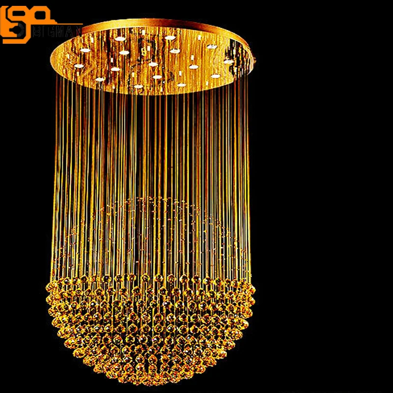 

Hot selling large modern crystal chandelier lustre LED foyer chandelier gold crystal chandelier , AC110-240V ,high quality
