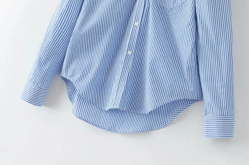 Европейский Американский стиль Женская полосатая блузка на бретельках с длинным рукавом Сексуальная v-образным вырезом Женская Блуза Уличная сорочка Femme