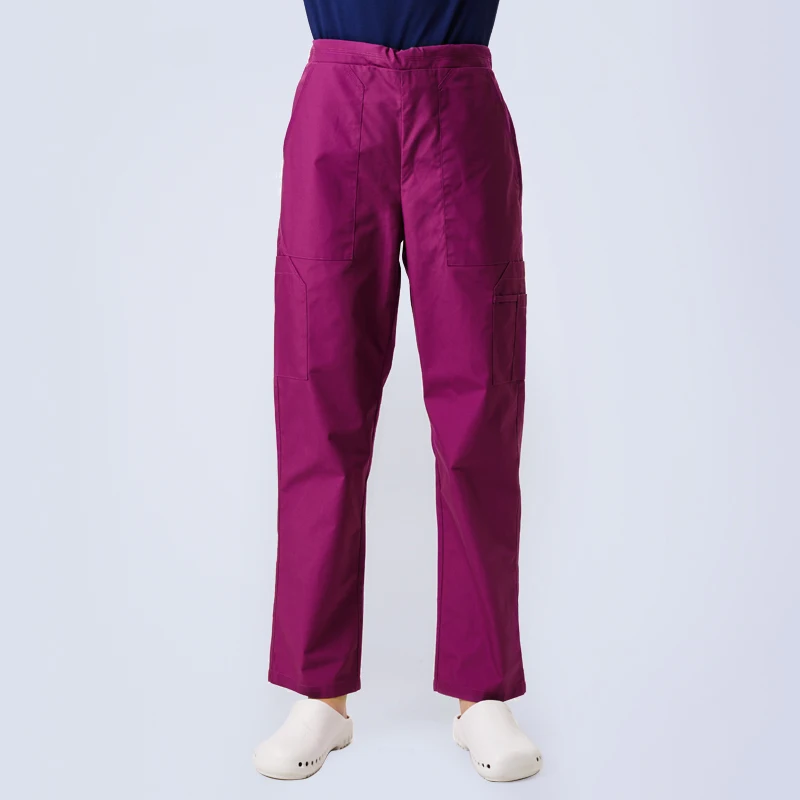 

Women Drawstring Cargo Pant Pockets Nurse Pants Scrub Trousers Medical Work Bottom Half Back Elastic Nursing Pant Poplin