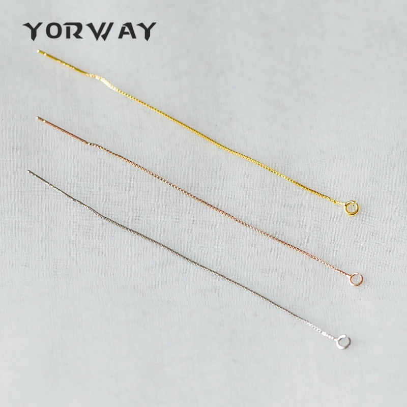 

10pcs/Lot Gold/ Silver/ Rose Gold Ear Threader Earrings, Box Chain Earwire Thread with Jump Ring, Sterling Silver Pin (GB-333)