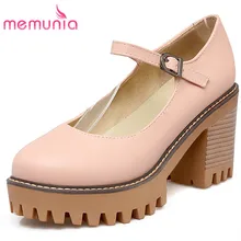 Memunia женщины на высоких каблуках обувь мода круглый toe пряжка насосы simple сладкие туфли на платформе нового прибытия обувь одного