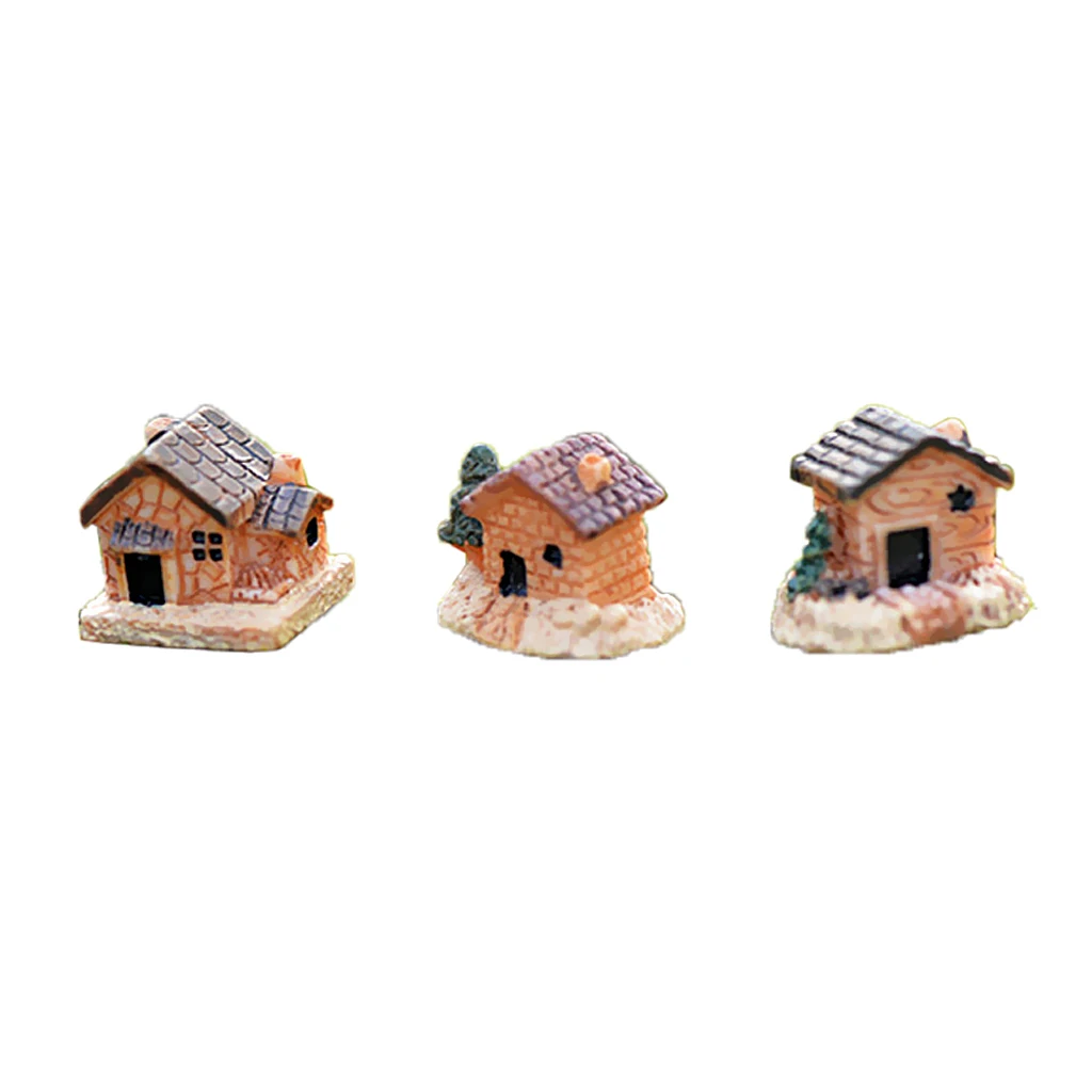 3 Piece Mini DIY Decoration Resin House Garden Flower Pot Micro Landscape For Decorated The Flowerpot