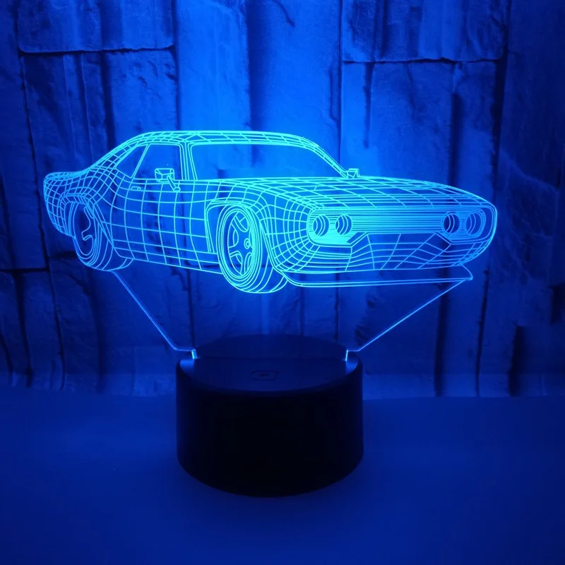  Acrylic 3D Car Visualization Optical Illusion Lamp 7 Colors Changing Desk Lamp USB LED Touch Home D - 32904742945