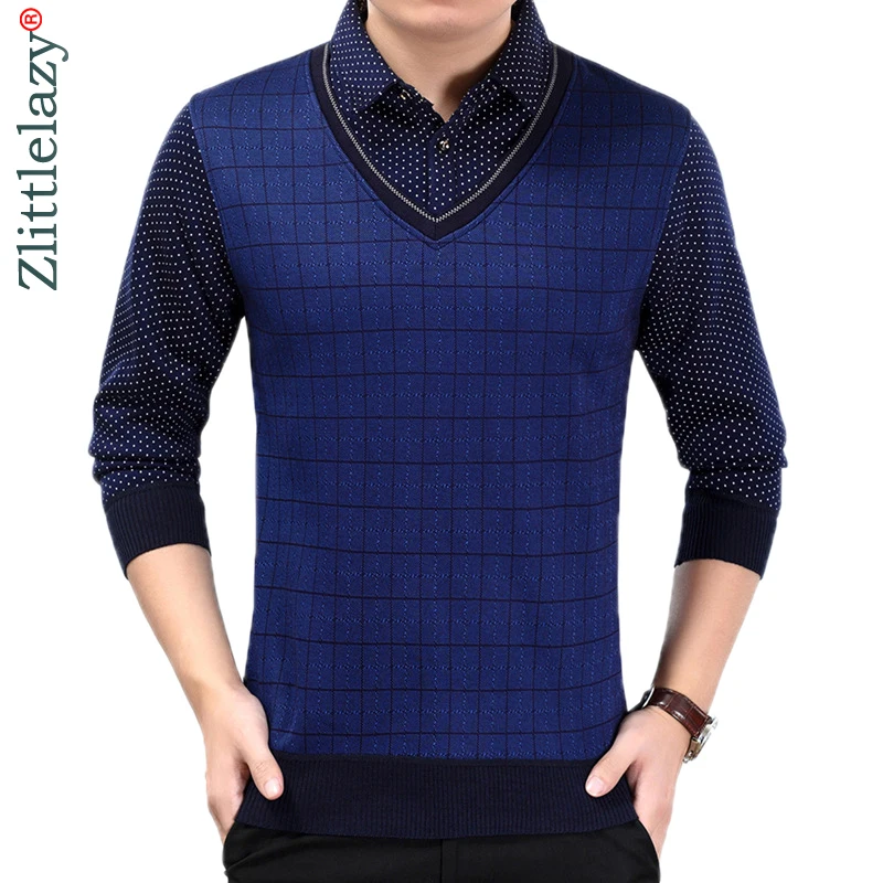 

2019 fashion brands fake two pieces long sleeve thick polo shirt wear men camisa masculina mens polos hombre blouse poloshirt