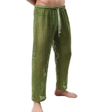 Сексуальное нижнее белье Для мужчин кальсоны Свободные Выдалбливают под Штаны мужской сумка ночное Long John Pantalon termico длинные Штаны пижамы